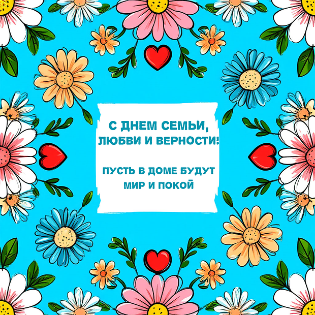 Душевная картинка для поздравления с Днем семьи, любви и верности
