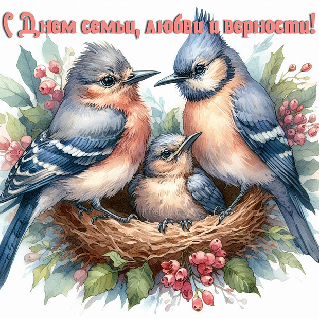 Красивая открытка на День семьи, любви и верности