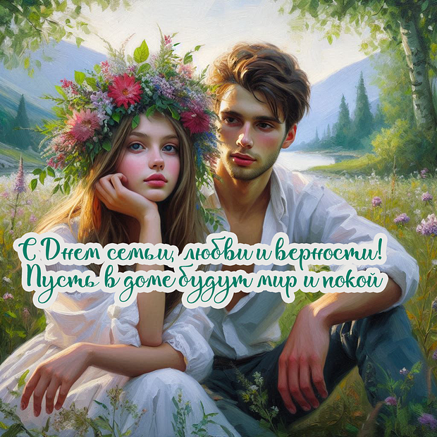 Открытка на День семьи, любви и верности с теплыми словами
