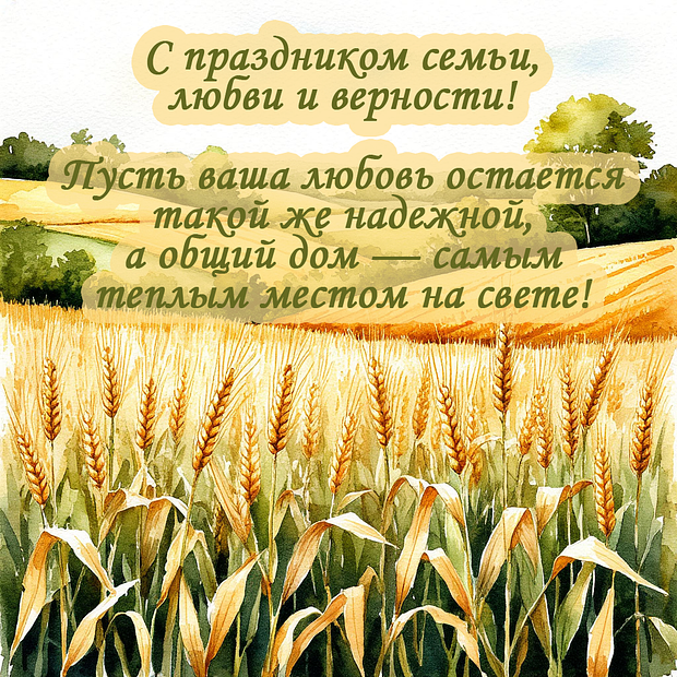 Открытка с поздравлением с Днем семьи, любви и верности