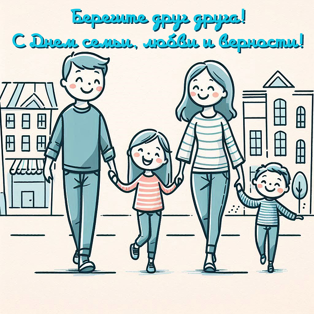 Красивая открытка на День семьи, любви и верности