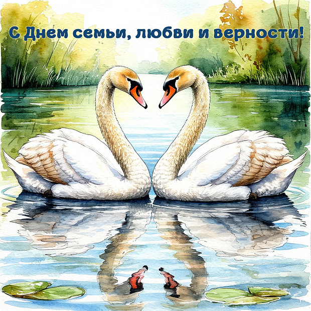 Открытка с поздравлением с Днем семьи, любви и верности