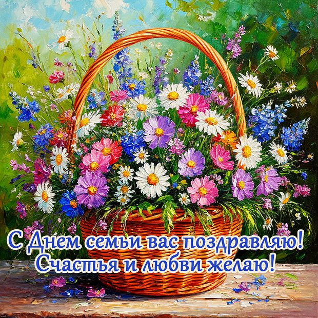 Открытка на День семьи, любви и верности с теплыми словами