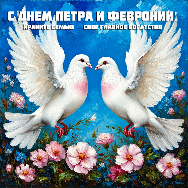 Душевная картинка для поздравления с Днем семьи, любви и верности