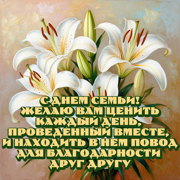 Открытка на День семьи, любви и верности с теплыми словами