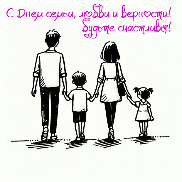 Оригинальная открытка на День семьи, любви и верности