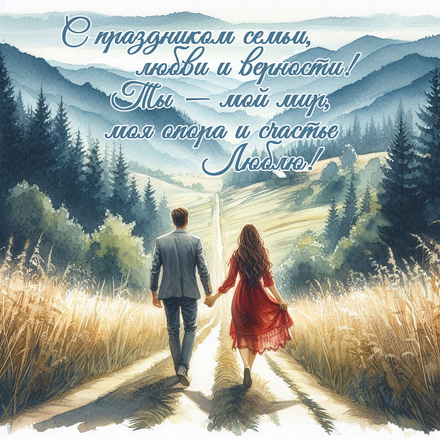 Открытка на День семьи, любви и верности с теплыми словами