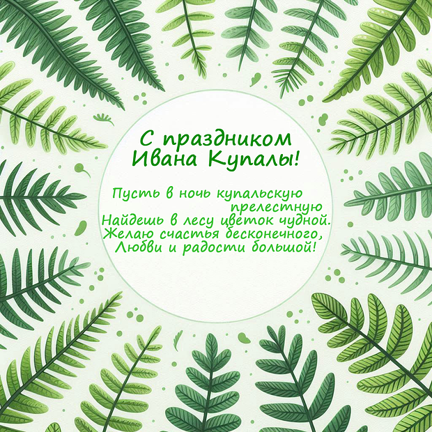 Картинка с душевным поздравлением на день Ивана Купалы