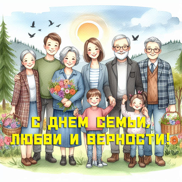Оригинальная открытка на День семьи, любви и верности