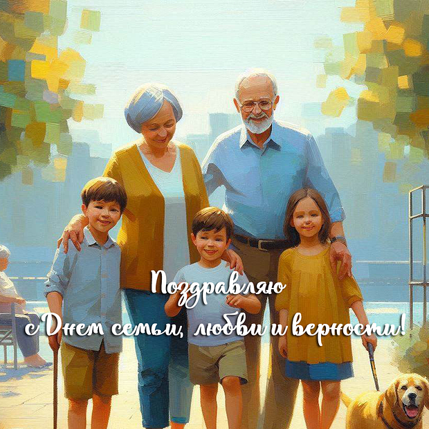 Открытка с поздравлением с Днем семьи, любви и верности
