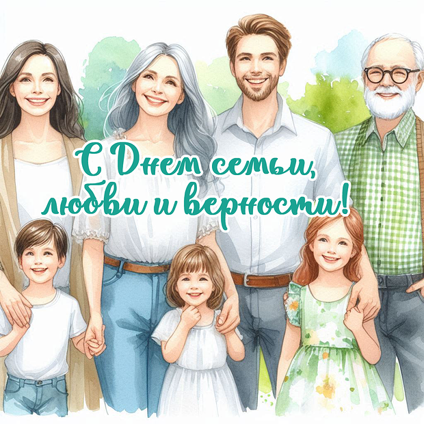 Красивая открытка на День семьи, любви и верности
