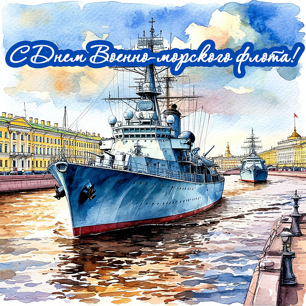 Красивая открытка на День ВМФ
