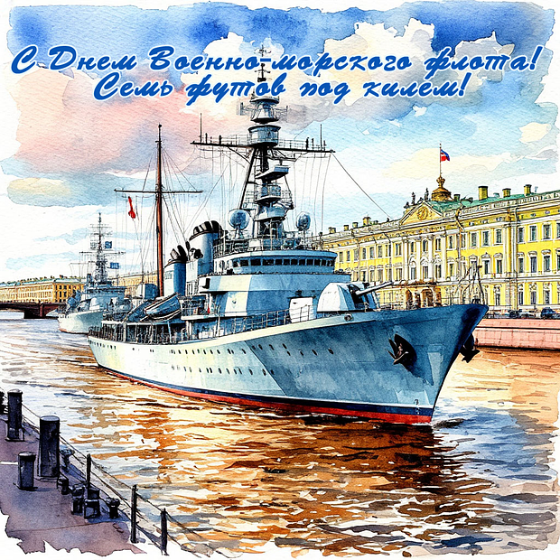 Открытка на День ВМФ с теплыми пожеланиями