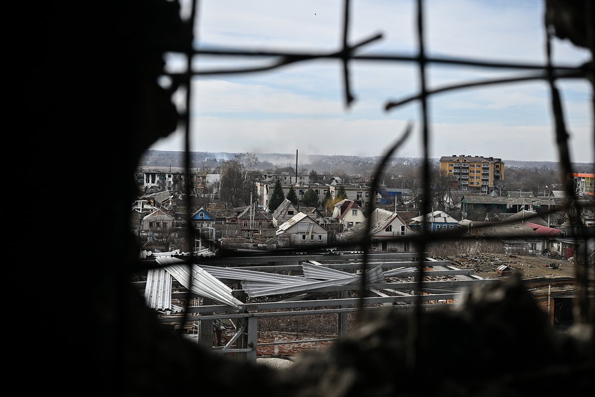 Вид на освобожденный город Суджу Курской области