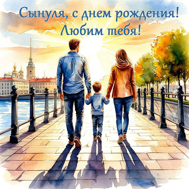 Открытка с поздравлением с днем рождения сына