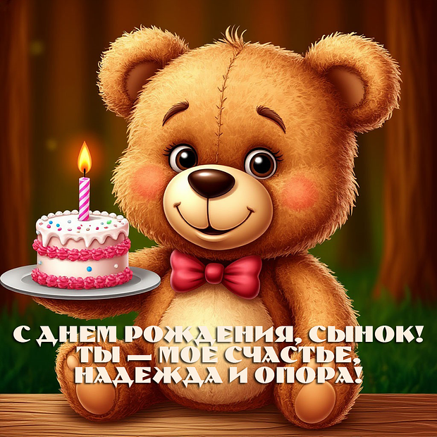 Открытка на день рождения сыну с теплыми пожеланиями