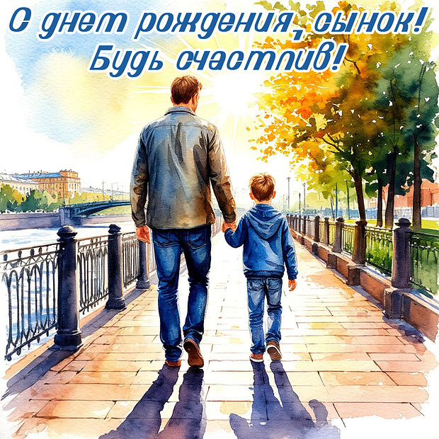 Открытка с поздравлением с днем рождения сына