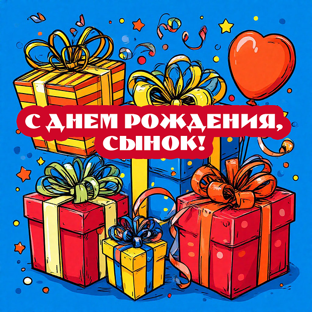 Открытка с поздравлением с днем рождения сына