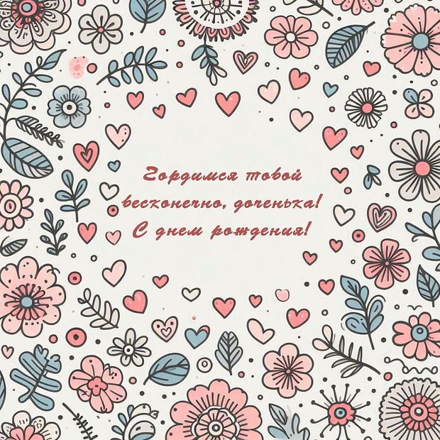 Открытка с поздравлением с днем рождения дочери