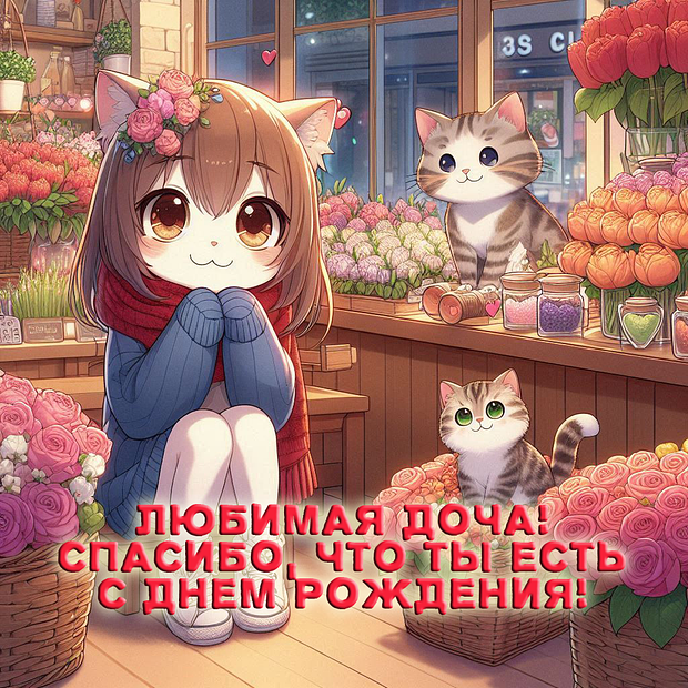 Открытка для дочери на день рождения