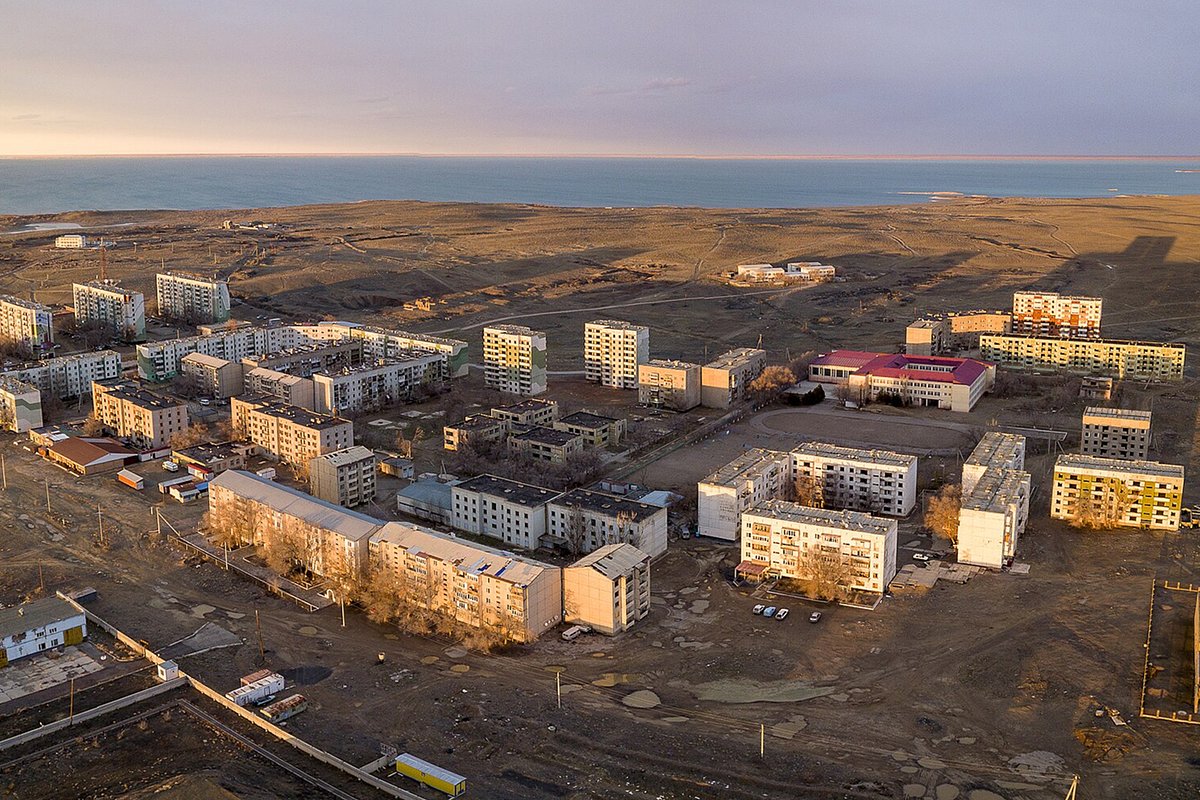 Поселок городского типа Улькен с воздуха, Алматинская область, Казахстан