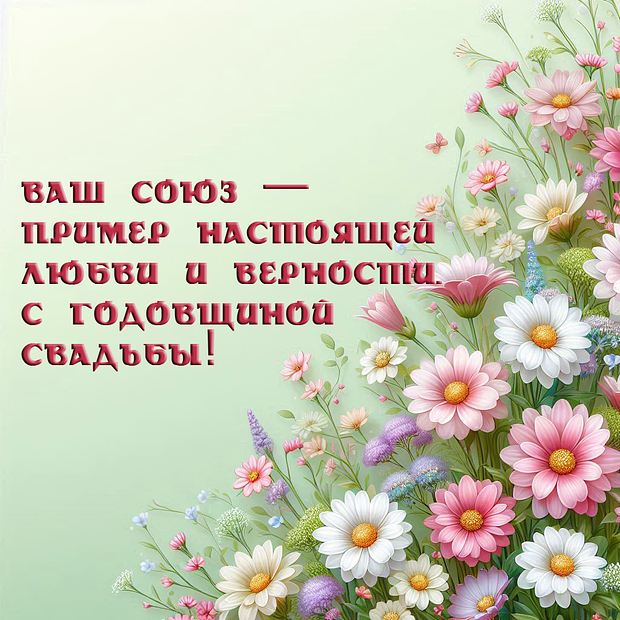 Открытка с поздравлением с годовщиной свадьбы
