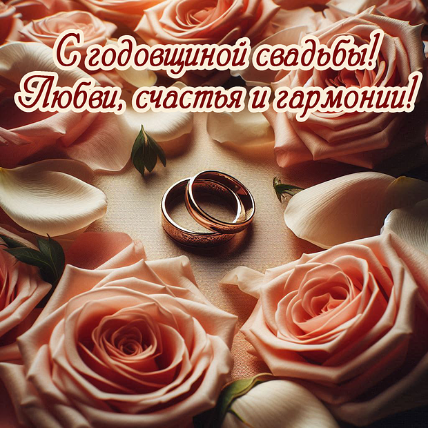 Открытка на годовщину свадьбы с теплыми пожеланиями