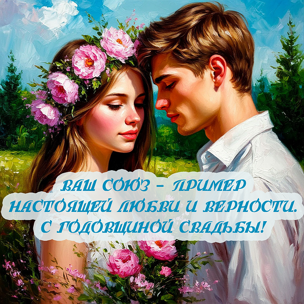 Открытка на годовщину свадьбы с теплыми пожеланиями