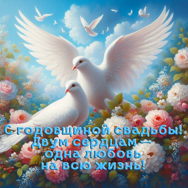 Открытка на годовщину свадьбы с теплыми пожеланиями
