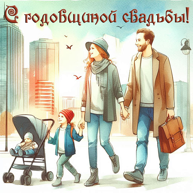 Красивая открытка на годовщину свадьбы