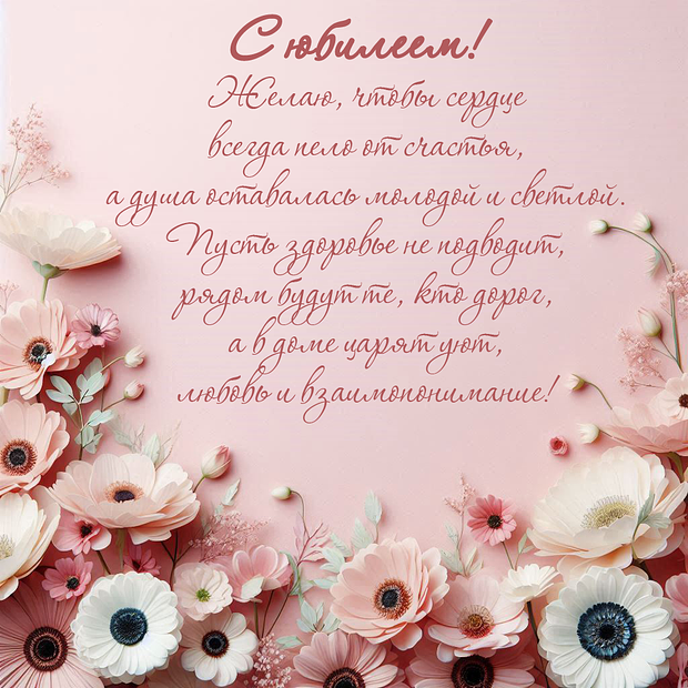 Картинка с душевным поздравлением на юбилей
