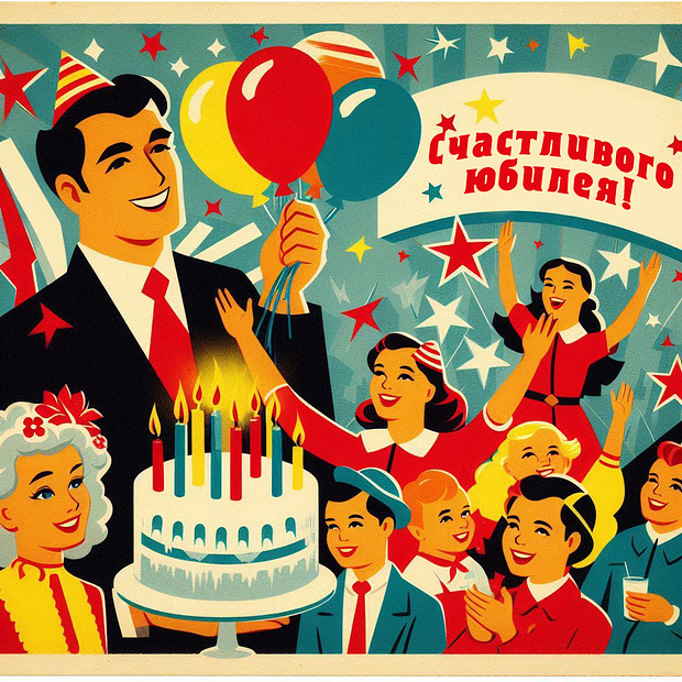 Советская открытка на юбилей