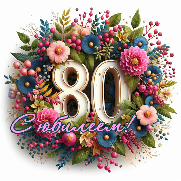 Картинка на юбилей в 80 лет
