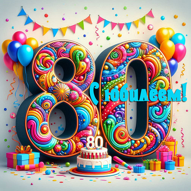 Открытка на юбилей в 80 лет