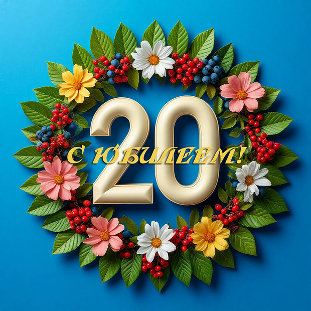 Открытка на юбилей в 20 лет