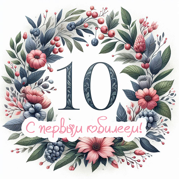 Картинка на юбилей в 10 лет
