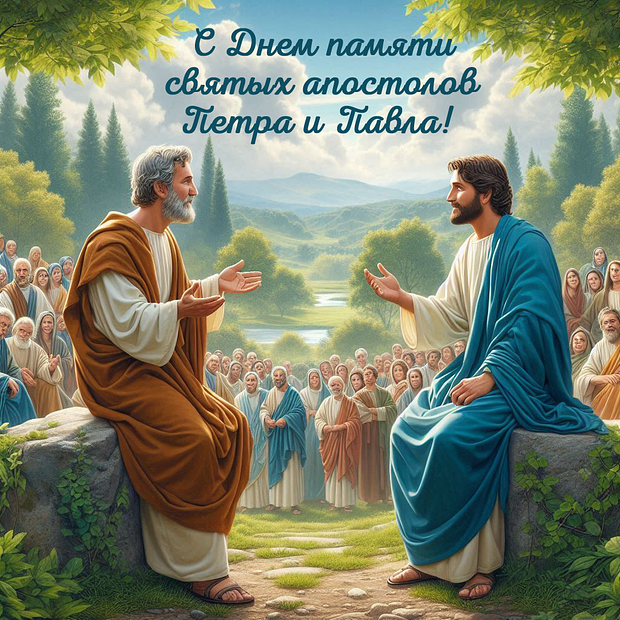 Красивая открытка на День Петра и Павла

