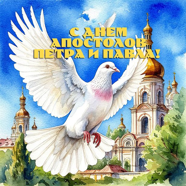 Открытка на День Петра и Павла для православных
