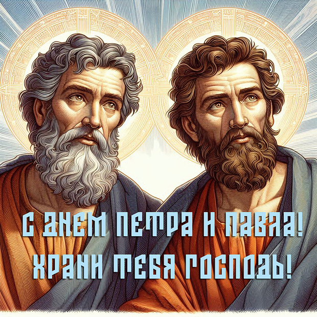 Душевная открытка для поздравления с Днем Петра и Павла
