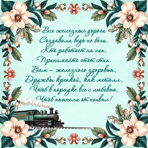 Картинка со стихами на День железнодорожника