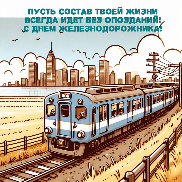 Открытка на День железнодорожника с теплыми словами