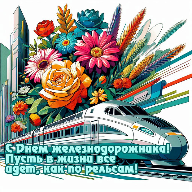 Открытка на День железнодорожника с теплыми словами