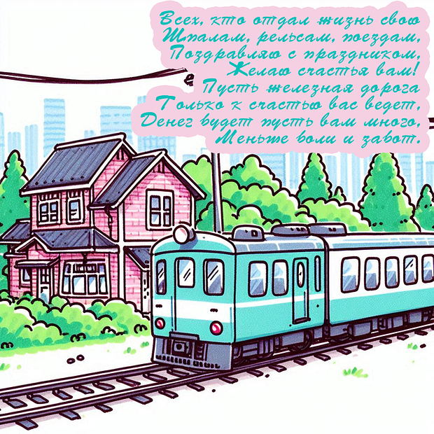 Картинка со стихами на День железнодорожника