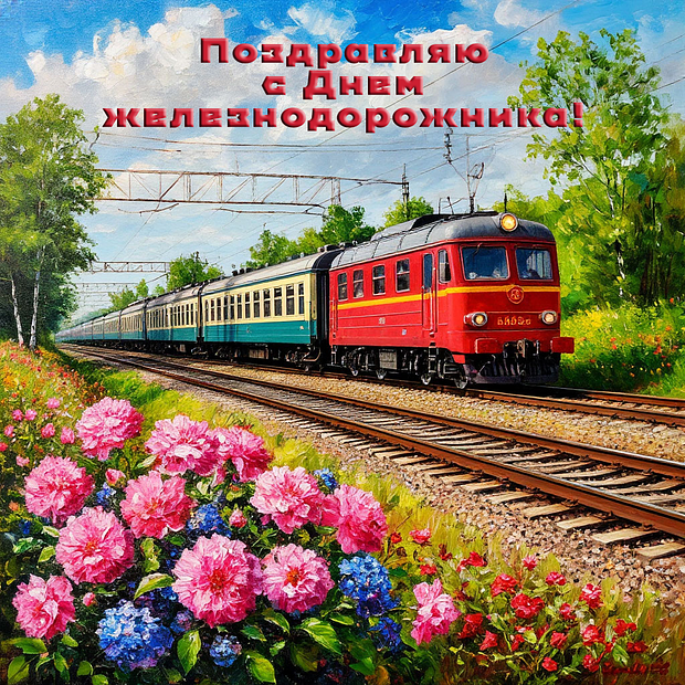 Красивая открытка на День железнодорожника