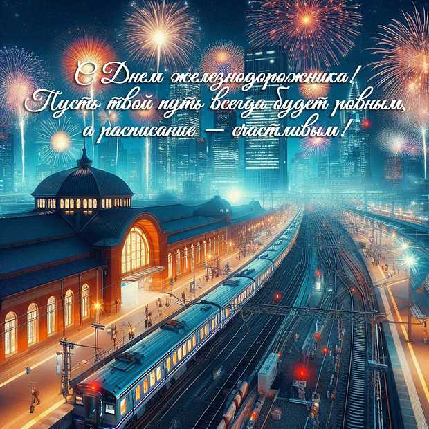 Открытка на День железнодорожника с теплыми словами