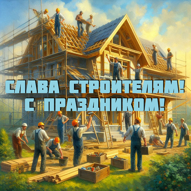 Бесплатная открытка с Днем строителя