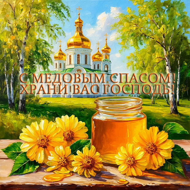 Открытка на Медовый Спас с теплыми словами
