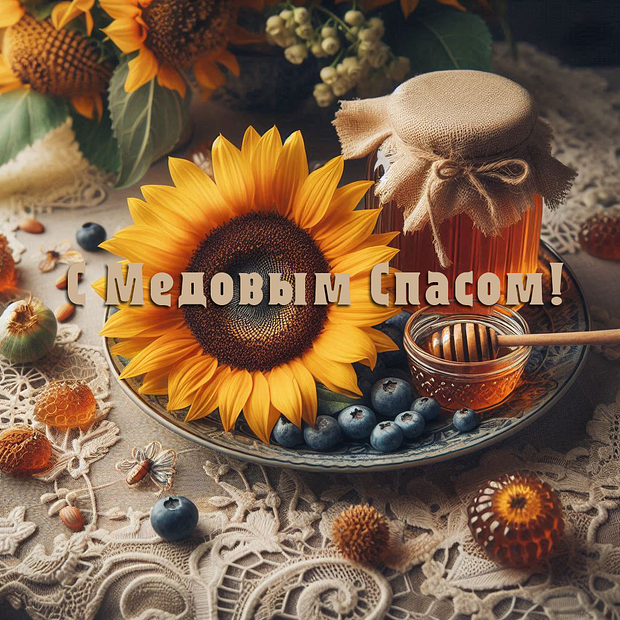 Оригинальная открытка на Медовый Спас