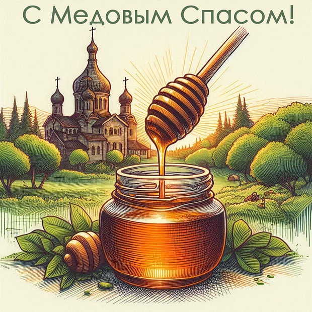 Открытка на Медовый Спас с теплыми словами
