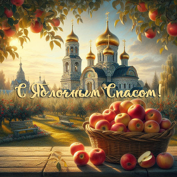 Душевная открытка для поздравления с Яблочным Спасом